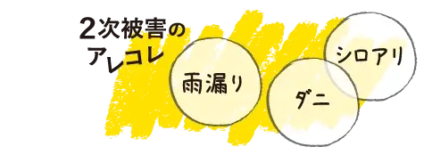 二次災の原因に。害雨漏り、ダニ、白アリ、